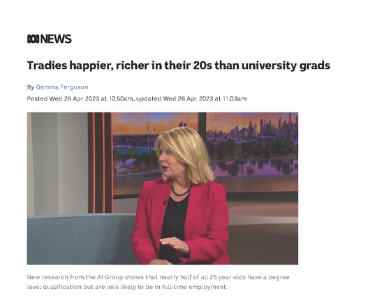 Tradies happier, richer in their 20s than university grads